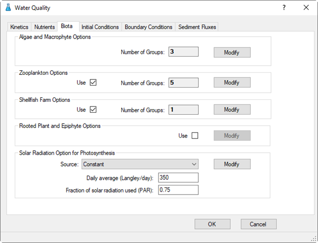 Figure 1. The GUI of the updated biota sub-tab.