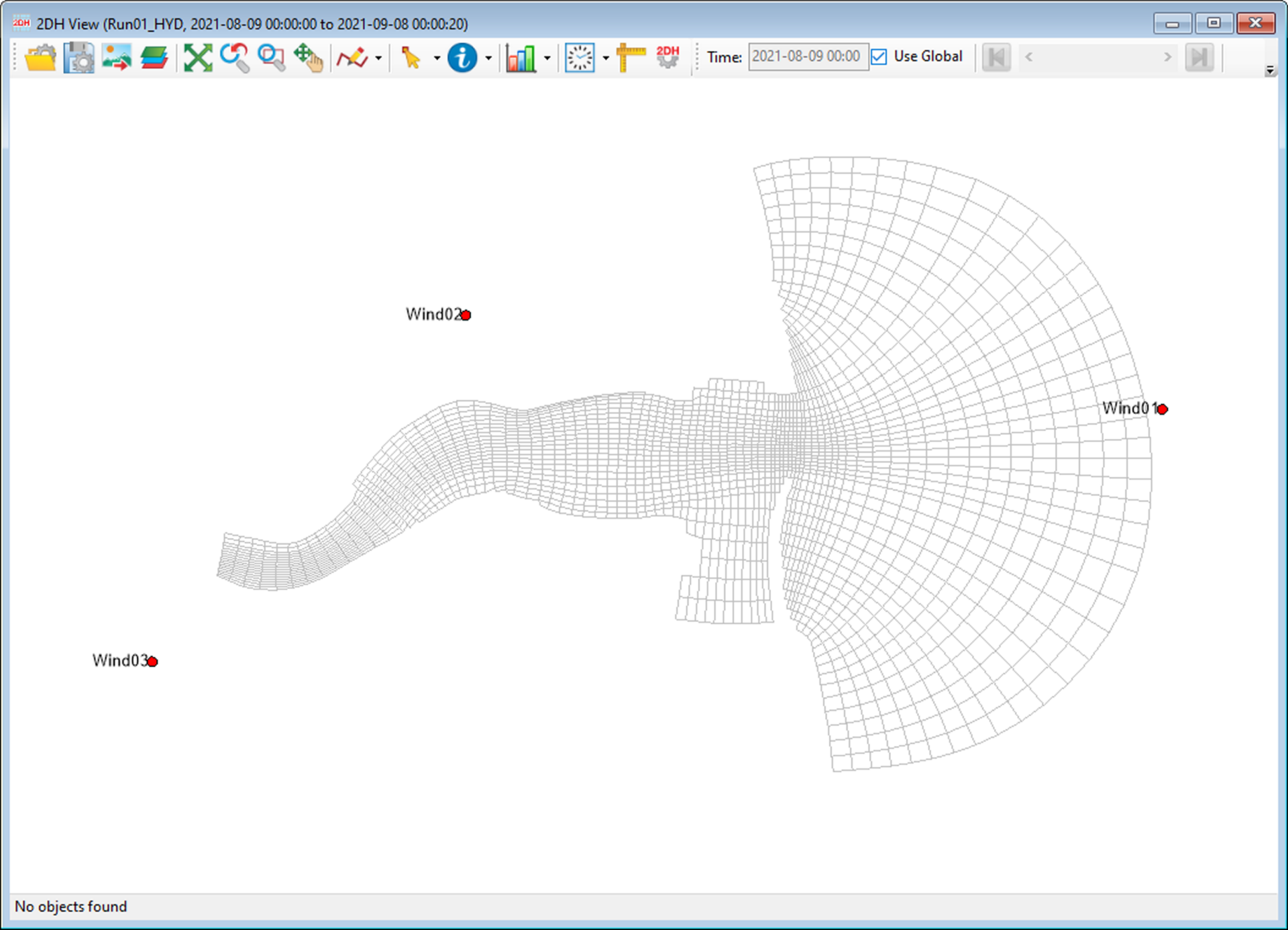 Figure 4. Wind station locations as displayed in 2DH View.