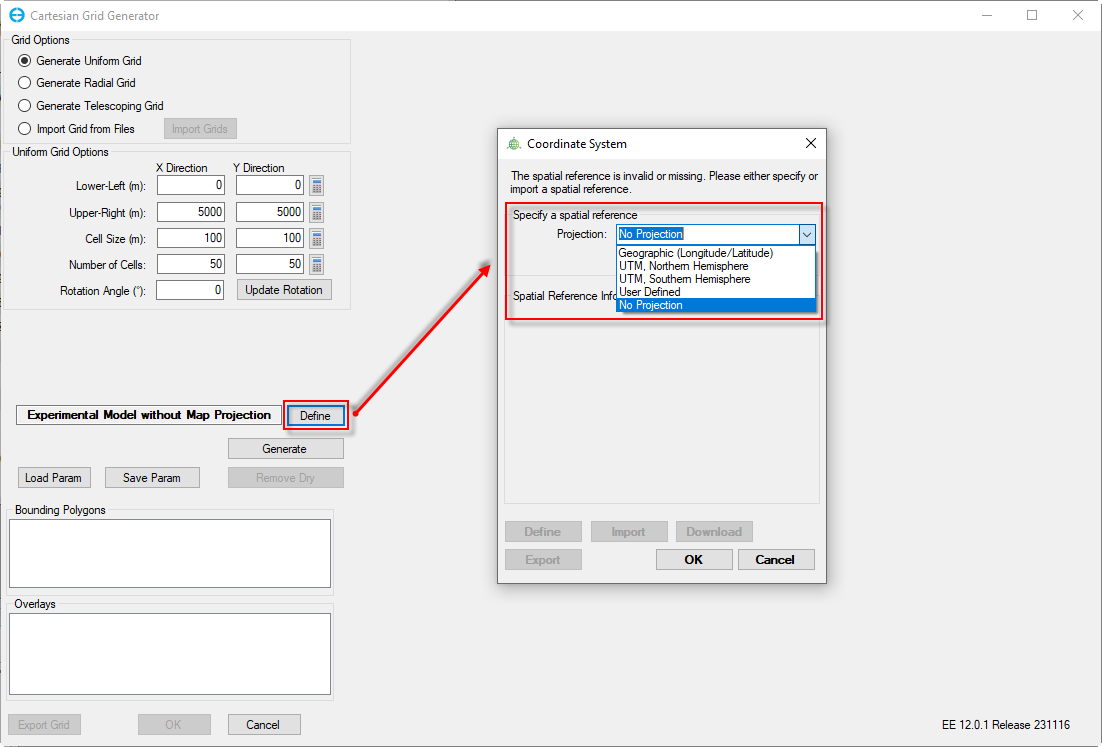Figure 5: Setting the CRS for grid
