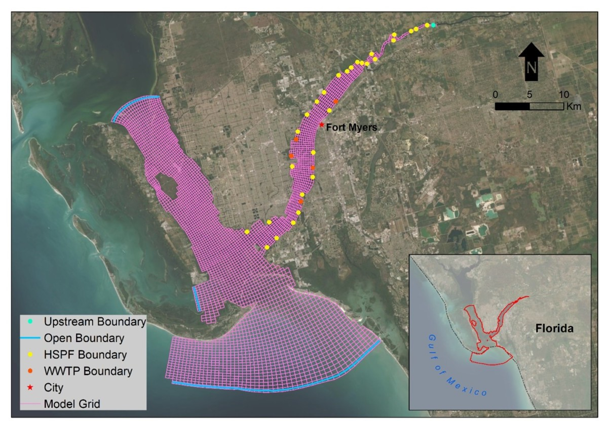Figure 1. Map of Caloosahatchee EFDC+ Model Domain.