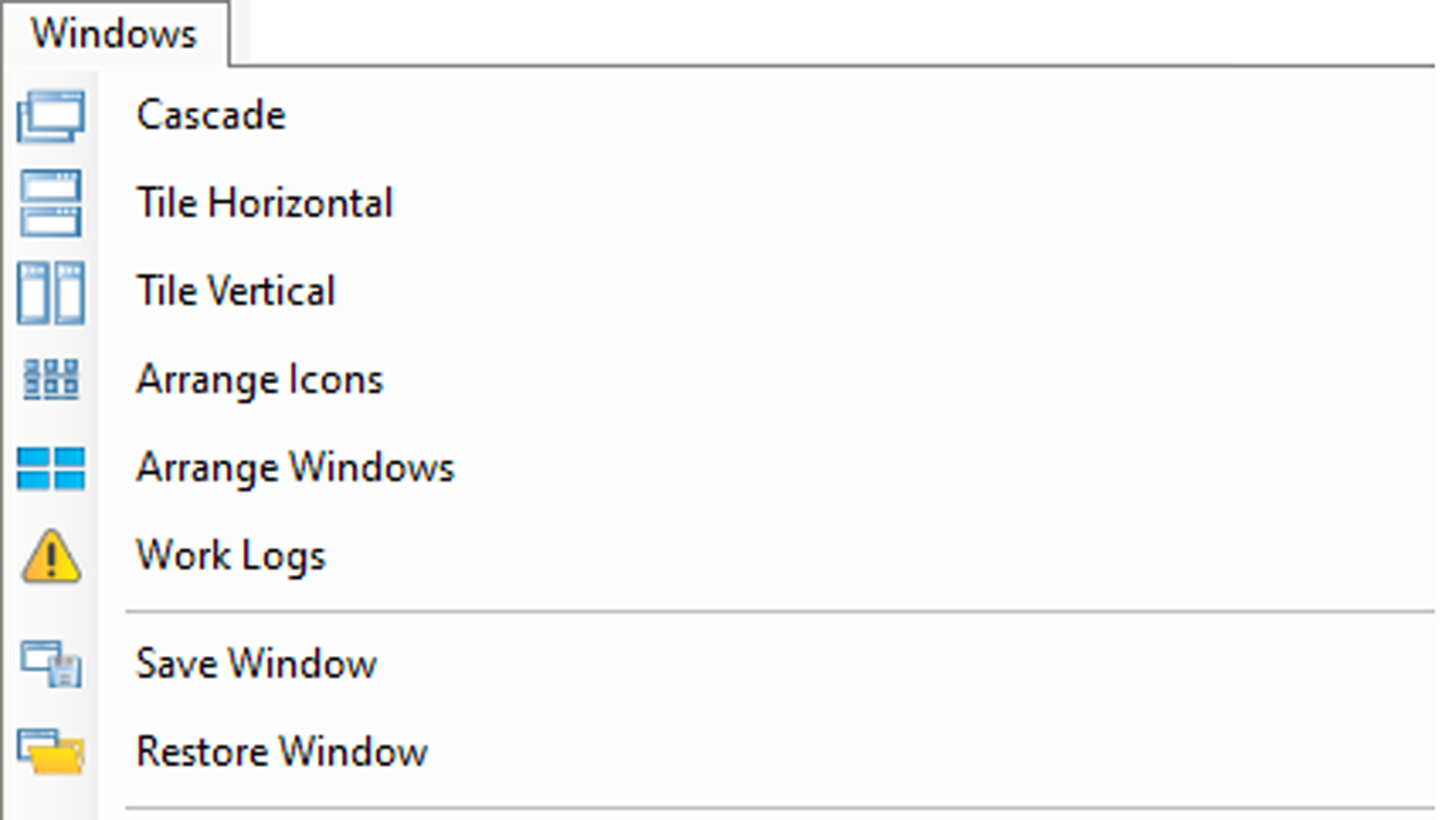 Figure 1. Toolbar menu for Windows.