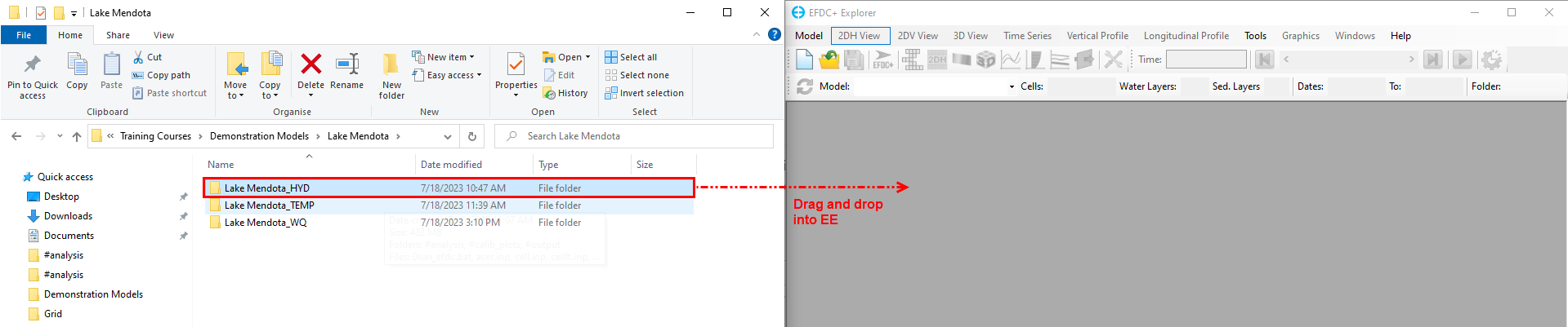 Figure 2. Drag and drop project files into EE