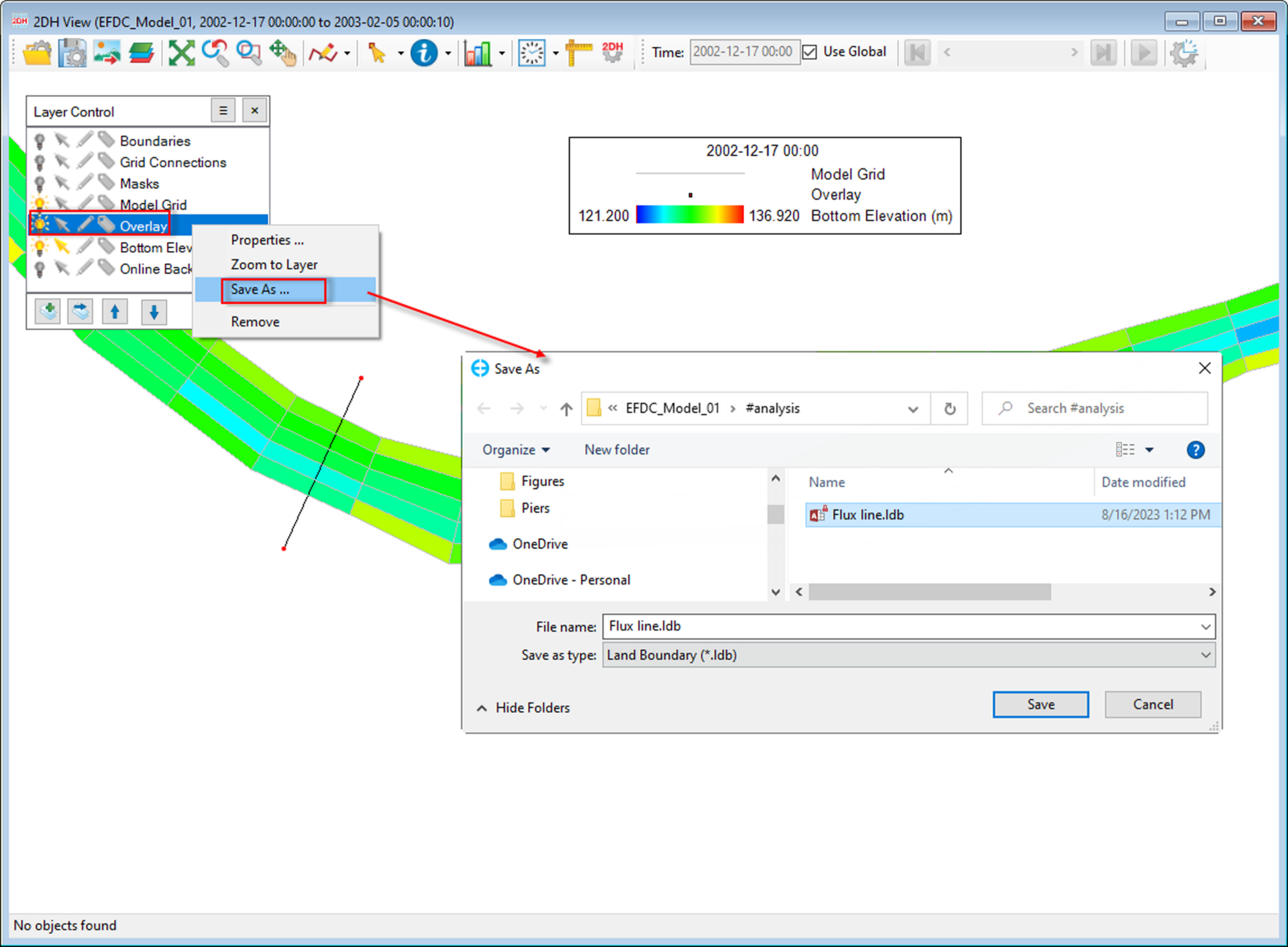 Figure 2. Save flux line to a file.