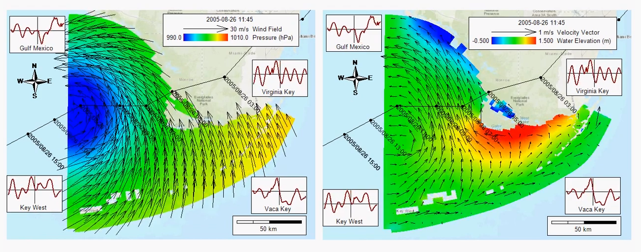Pressure and Wind Field simulation of Hurricane Katrina using EFDC+