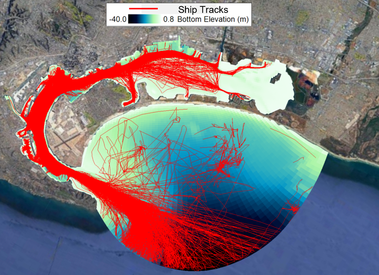 Figure 4. Visualization of the AIS data of multiple ships following the pre-processing.