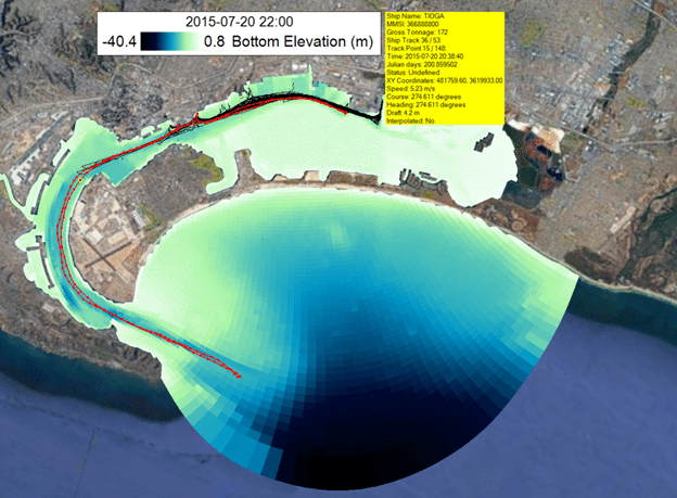 Figure 5. Powerful tools in EE show the specific track for a ship of interest.