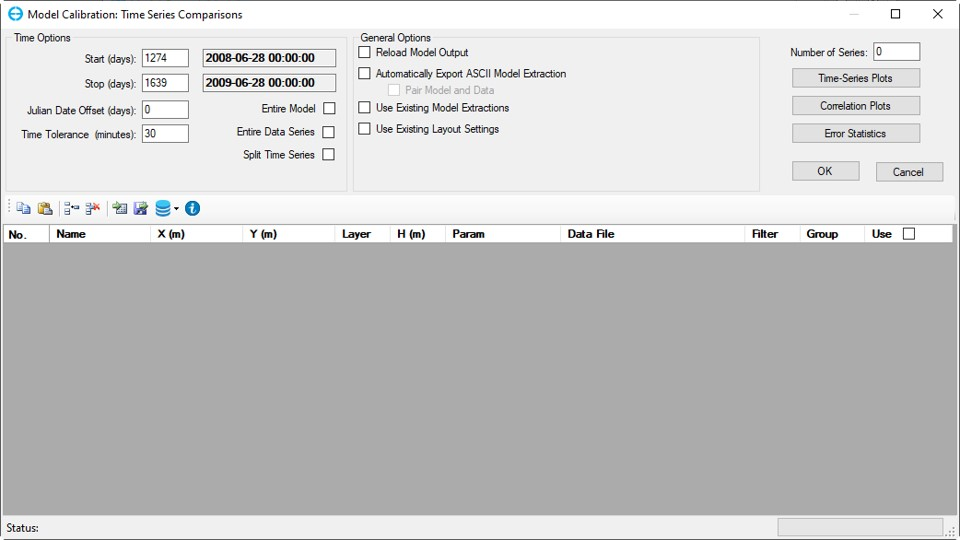 Figure 3. Time Series Comparisons form.