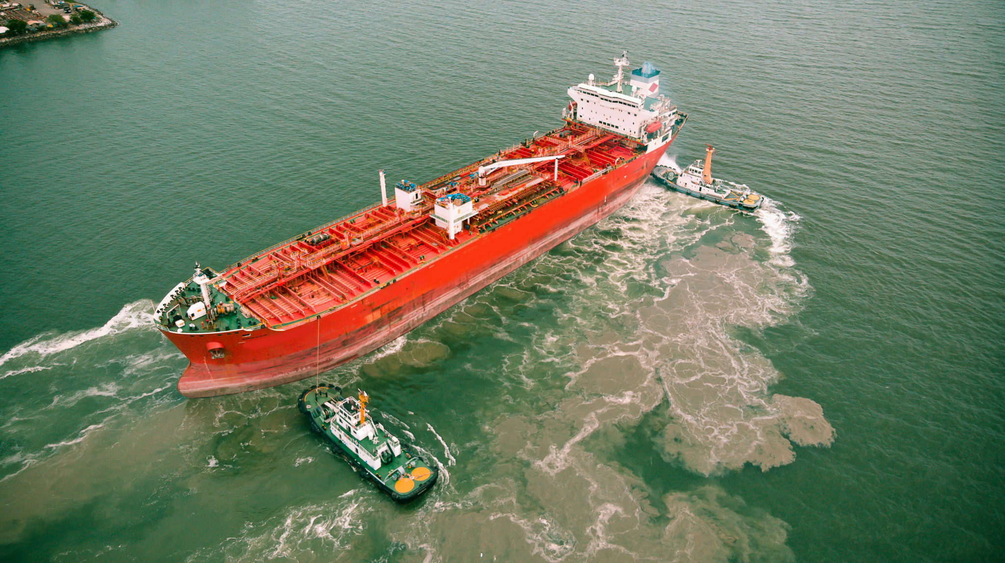 Container ship under way in open water.